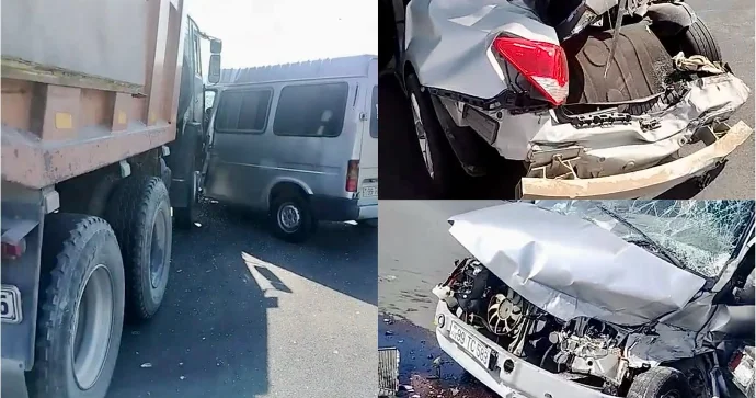 Şəki Oğuz yolunda “KamAZ” sürücüsü zəncirvari qəza törətdi VİDEO
