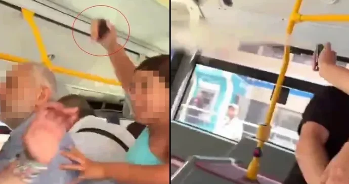 Avtobusda dava: Sürücüyə bibər qazı püskürtdülər VİDEO