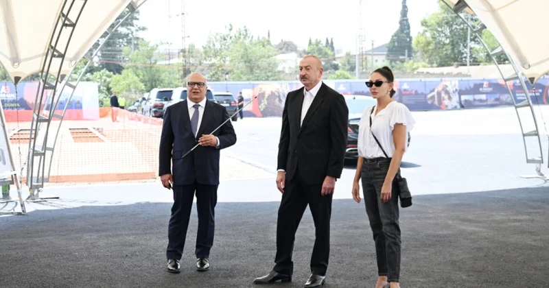 Prezident və xanımı Gəncədə təməlqoyma mərasimində FOTOLAR (YENİLƏNİB)