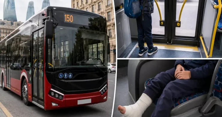 Bakıda azyaşlının ayağı avtobusun qapısında qaldı “BakuBus” sürücünü cəzalandıracaq