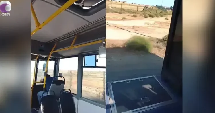 Sərnişin avtobusu qapısı açıq idarə olunub VİDEO
