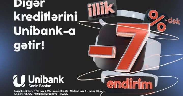 “Unibank”ın 7 % dək endirimli kredit kampaniyası davam edir ®