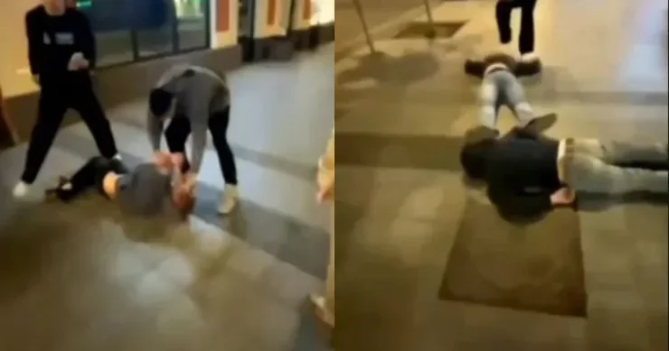 Metroda 3 nəfəri döyüb nokauta saldılar VİDEO
