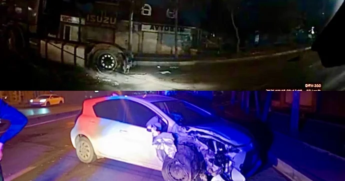 Xırdalanda “Toyota” dayanmış yük maşınına çırpıldı ANBAAN VİDEO