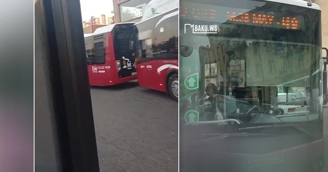 Bakıda avtobus sürücüsü marşrutu qapısı açıq sürdü