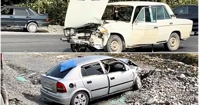 Qəbələdə “VAZ”la toqquşan “Opel” dərəyə düşdü, 3 nəfər.. VİDEO