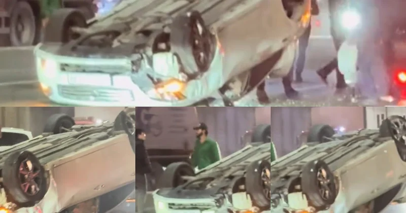 Bakıda TIR la toqquşan minik avtomobili aşdı