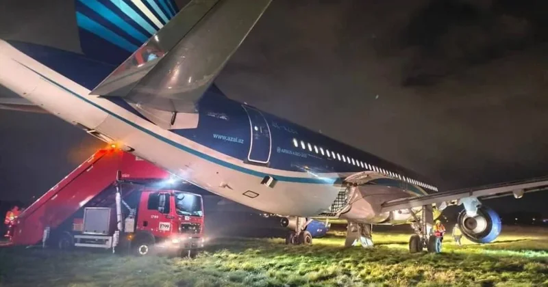 Sankt Peterburq hava limanına məcburi eniş edən AZAL təyyarəsinin görüntüləri FOTO