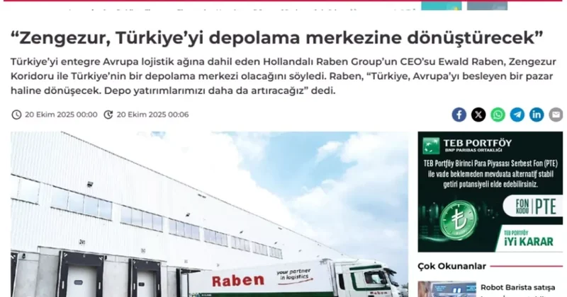 Dünya: Зангезурский коридор превратит Турцию в центр складирования , снабжающий всю Европу