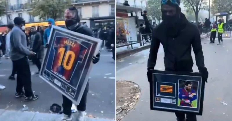 Parisdə etirazçılar Messinin üstü imzalı formasını oğurladılar