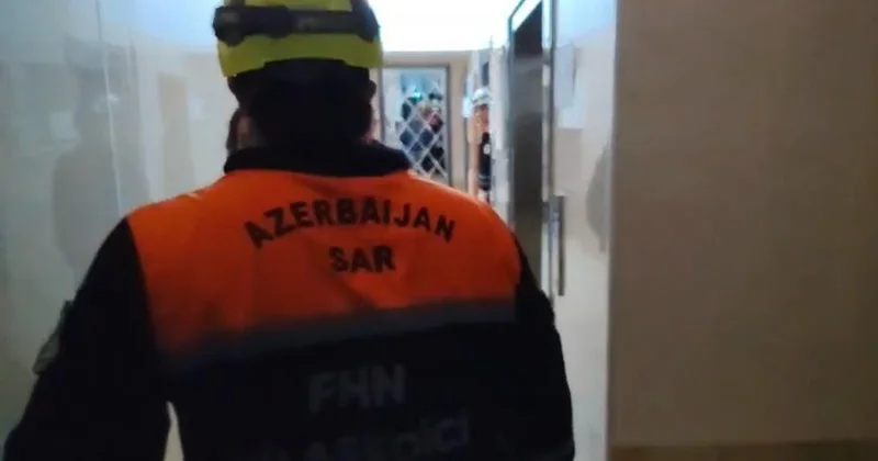 Bakıda binada yanğın olub, sakinlər təxliyə edilib (Foto)
