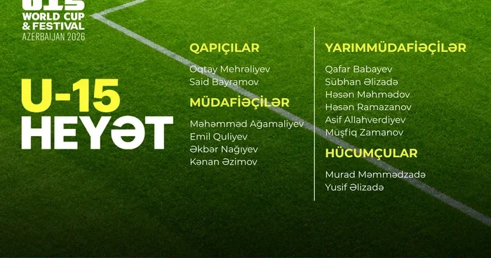 FIFA U 15 Dünya Çempionatı: Millimizin heyəti bəlli oldu
