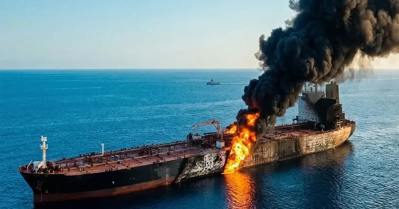 Hörmüz boğazının cənub dəhlizində qayda pozan tanker yanıb