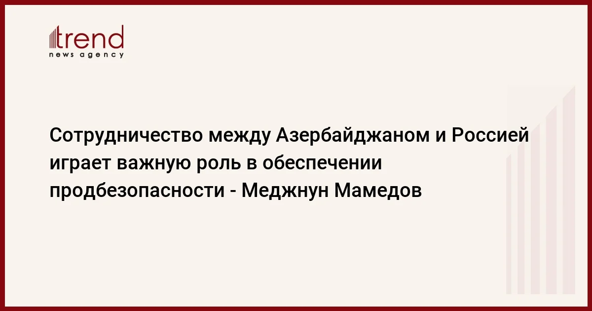 Сотрудничество между Азербайджаном и Россией играет важную роль в обеспечении продбезопасности Меджнун Мамедов