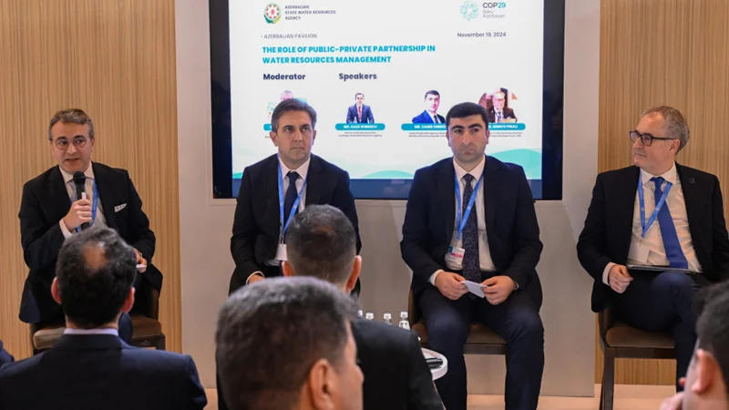 COP29 çərçivəsində Su ehtiyatlarının idarə edilməsində dövlətözəl tərəfdaşlıqlarının rolu mövzusunda panel sessiya keçirildi