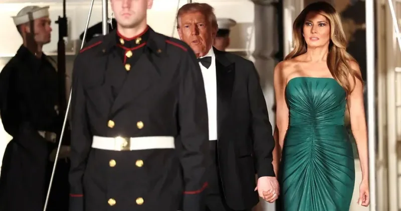 Moda diplomatiyası: Melaniya Tramp Səudiyyə vəliəhdi ilə şam yeməyində yaşıl rəngli donu ilə diqqəti cəlb edib