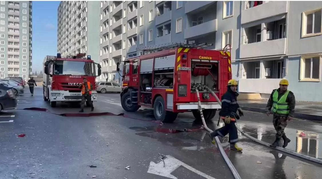 Saray qəsəbəsindəki yanğın söndürüldü Foto