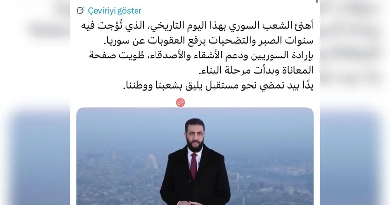 Suriya liderinin X da ilk paylaşımı