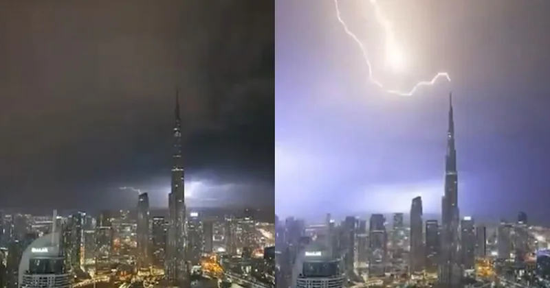 “Bürc Xəlifə”yə ildırım düşdü Anbaan video