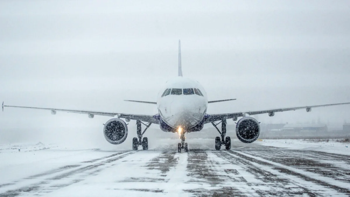 Yağan güclü qar Astana aeroportunun işini iflic edib