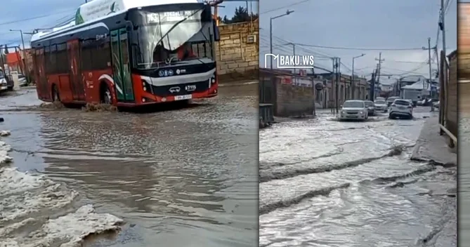Bakıda bu küçə yağış və qar sularının altında qaldı