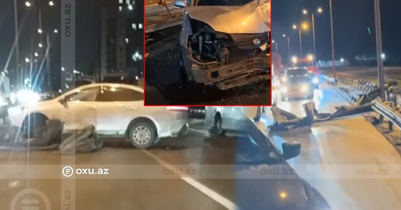 Bakıda bir yerdə eyni vaxtda üç qəza Hadisə yerindən GÖRÜNTÜLƏR