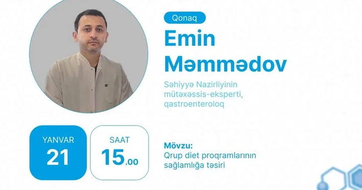Специалист Минздрава Азербайджана в прямом эфире расскажет о влиянии групповых диет на здоровье