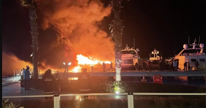 Bodrumda yanğında milyonlarla dollarlıq 7 yaxta kül oldu Video