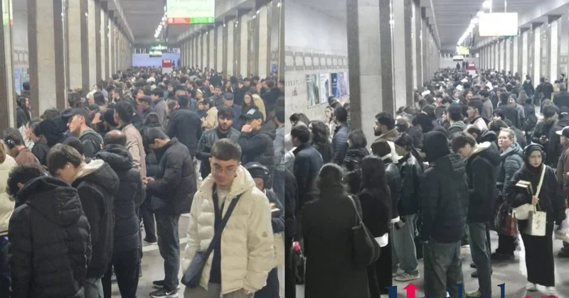 Sərnişinlər Bakı metrosundan belə çıxarılır FOTOLAR