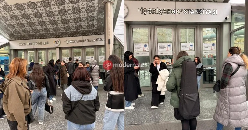 Metroda 2 saatdır hərəkət bərpa olunmur FOTO+VİDEO