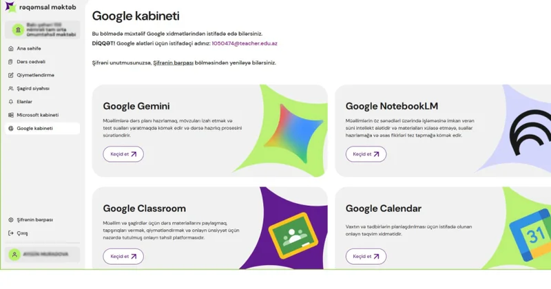 Tədrisdə yeni imkanlar: “Google” alətləri artıq “Rəqəmsal məktəb”də