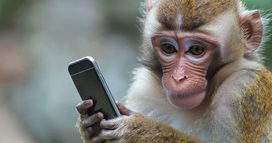 Meymun balası telefonu oğurladı və... VİDEO