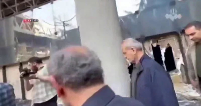 Pezeşkian bombalanmış İran dövlət televiziyasının binasına GƏLDİ VİDEO KONKRET