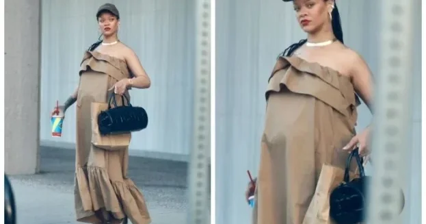 Рианна вышла за бургером в платье от Saint Laurent ФОТО