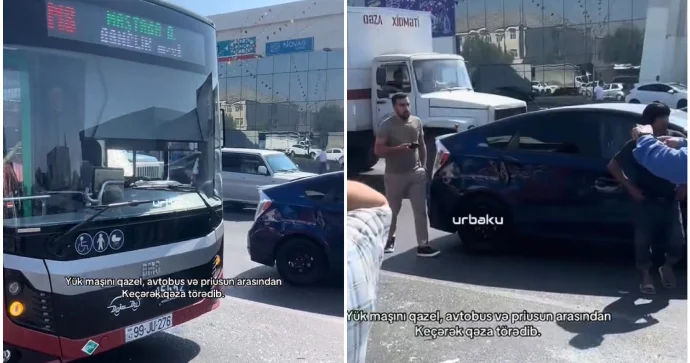 Sabunçuda zəncirvari qəza: “Qazel” sürücüsü üç maşını vurub əzdi VİDEO