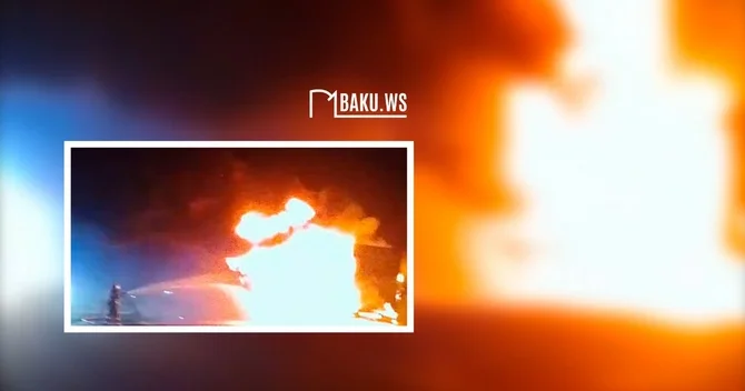 Yanan yük maşını söndürülən zaman partlayış oldu ANBAAN VİDEO