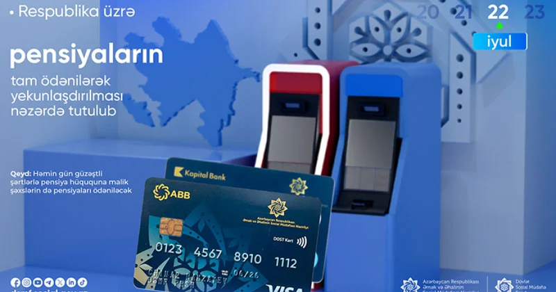 Sabah bu ay üzrə pensiyaların ödənilməsi yekunlaşdırılacaq