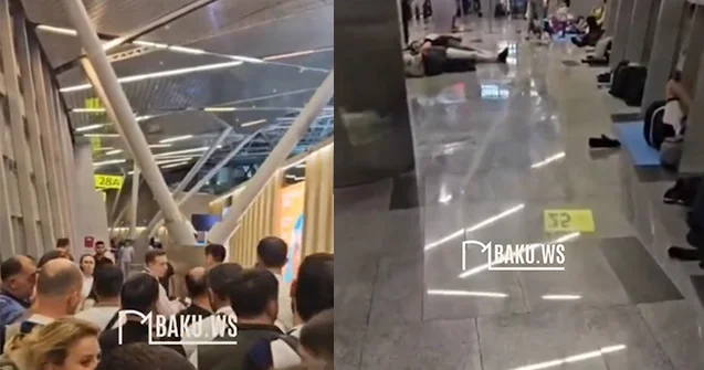 Moskvadan Gəncəyə gələnlər aeroportda qaldı Video