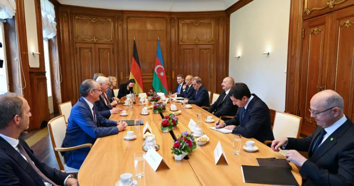 Almaniya və Azərbaycan prezidentlərinin geniş tərkibdə görüşü olub