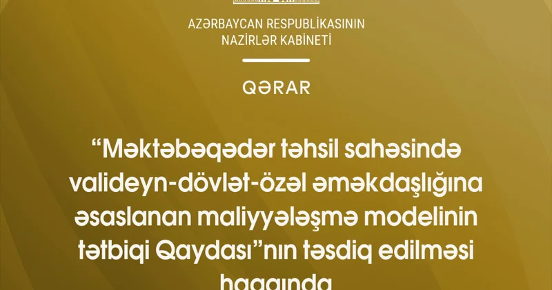 Məktəbəqədər təhsildə yeni maliyyələşmə modeli: dövlət dəstəyi təhsil haqqının 70 faizi həcmində müəyyən edilib
