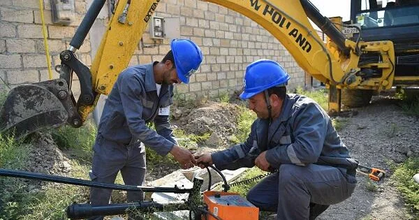 Mingəçevirdə su təchizatının yaxşılaşdırılması... Foto