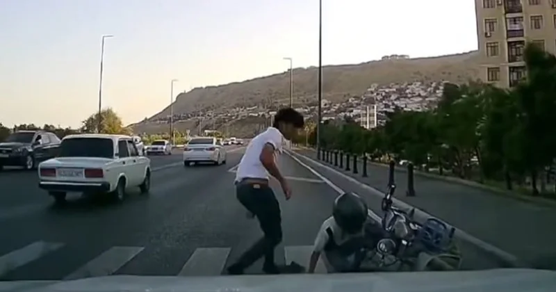 Bakıda motosikletçi qaydanı pozdu Ağır qəza ola bilərdi