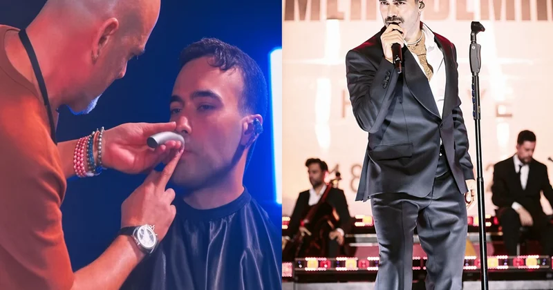 Konsertini yarımçıq qoyub səhnədə bığlarını qırxdırdı Video