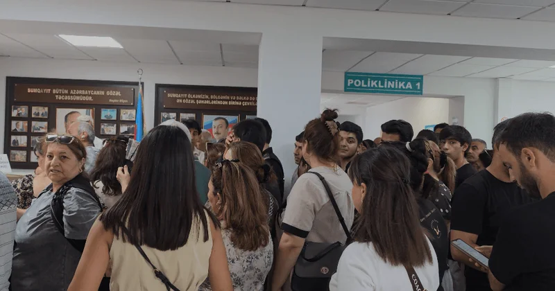 Xəstəxanada izdiham: Dörd gündür həkim qəbuluna düşə bilmirəm VİDEO
