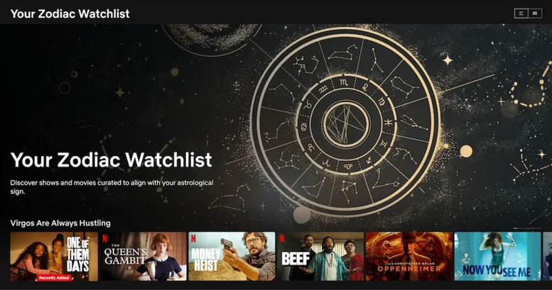 “Netflix” bürcünüzə əsasən fərdiləşdirilmiş izləmə siyahısı yaradır