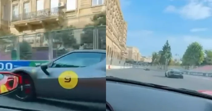 Bakıda “Ferrari”lər Formula 1 trekində yarışdı VİDEO
