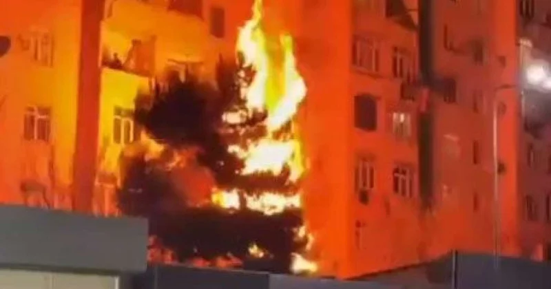 Bakının mərkəzində yanğın: Nazirlik əməkdaşları hadisə yerinə gəldi