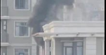 Nərimanovda binada yanğın başlayıb (Video)