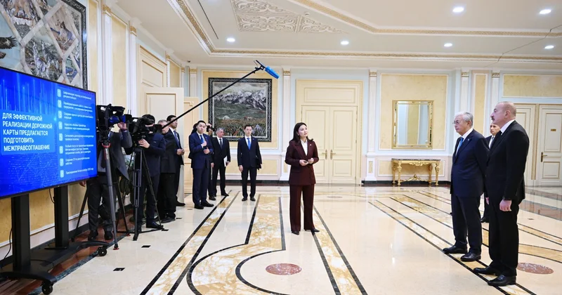 В Астане с участием Президента Ильхама Алиева и Президента Касым Жомарта Токаева состоялась презентация совместного проекта Развитие Среднего коридора (ФОТО)