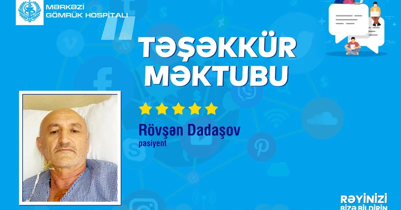 Pasiyendən Mərkəzi Gömrük Hospitalına təşəkkür məktubu